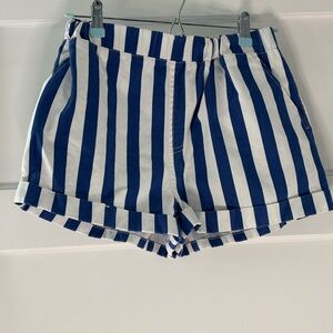 Blue and White Striped Women's Shorts
